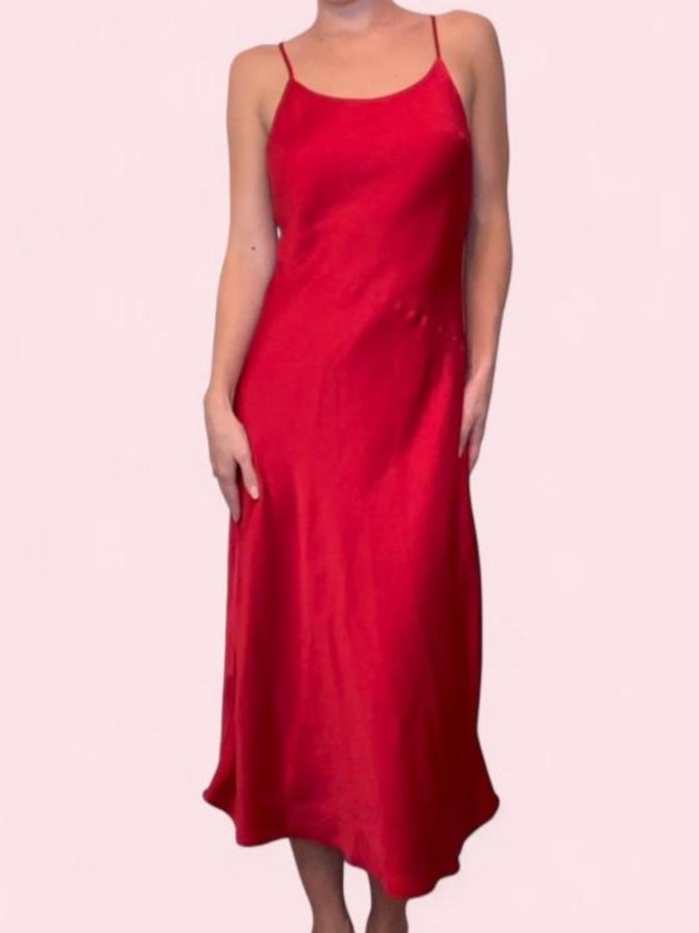 Express Red Satin Slip Midi Dress